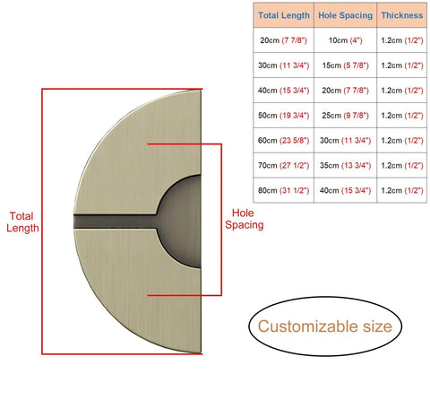 Heavy Duty Round Glass Door Handle Double Sided Push Pull For Office And Meeting Room 31.5 Inch Bronze Finish Semi Circular Design Built To Take A Beating For High Traffic Doors Easy Grip diagram and measurements