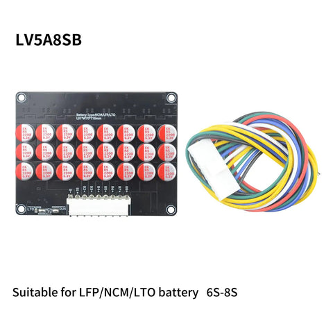 No Fuss Smart Active Battery Balancer Pushing 5.5 Amps Of Rock Solid Precision Across 5S To 21S Setups, with colored wires.