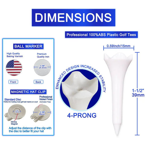 Diagram of One And A Half Inch Plastic Golf Tees Short Tees For Irons Hybrids Par Threes And Driving Range Game Ready Bulk Pack Of 120