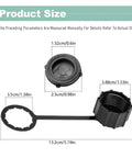 Pack Of 2 Threaded Drain Covers With Tethers For Sprayers, Leakproof Tank Caps dimensions shown on size chart