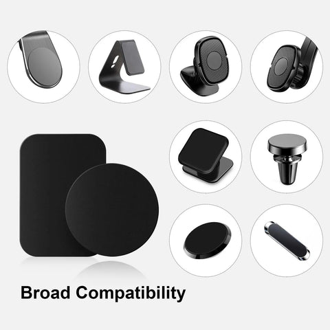 12 Pack Ultra Thin Metal Plates For Magnetic Car Mounts 6 Round And 6 Rectangular Durable Non Magnetic Plates With Strong 3M Adhesive Universal Fit