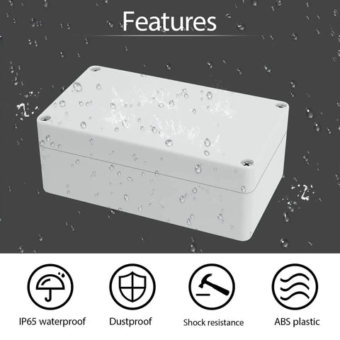 Waterproof Plastic Junction Box IP65 Enclosure For Outdoor DIY Electronics Rugged Weatherproof Project Box with water droplets