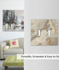 Light Slate Marble Pattern Double Toggle Switch Plates Decorative Outlet Cover Wall Faceplate With Premium Dual Gang Design For A Pretty Dang Slick Kitchen Bathroom Refresh in a modern living room setting.