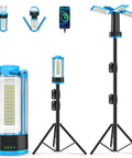 Rechargeable Camping Light With Stand And Detachable Tripod, Four Adjustable LED Heads, 6000K Cool White Dimmable Work Lantern shown in use