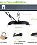 Diagram showing installation of 200W UFO LED High Bay Light With 26,000 Lm Output And 5000K Daylight, Wet Location IP65