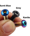 10 Pack M5x8mm Button Head Allen Bolts For Bikes Burnt Blue Titanium Finish Stainless Steel 304 Pro Grade in hand