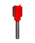 Red Three Quarter Inch Double Flute Straight Router Bit With One Quarter Inch Shank, Two Cutter Carbide Hi Density for woodworking.