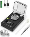 Ultra Precise 100g Pocket Scale With 0.005g Readout, Tare And Counting Function, Wide LCD Display, Auto Off, Includes Weights, Scoop, Spare Battery