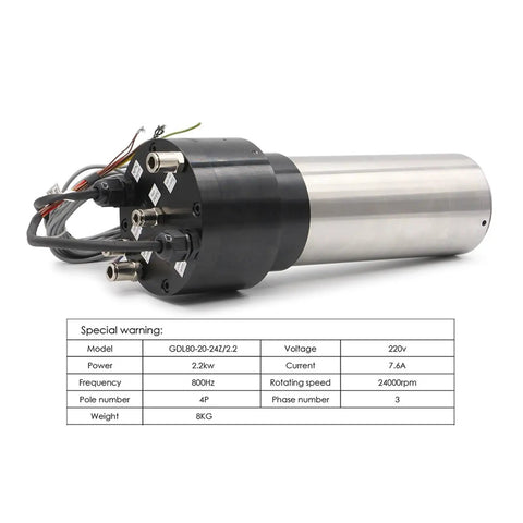 Heavy Hitter 2.2KW Water Cooled CNC Spindle Motor That Runs Slick Up To 30000RPM Paired With A Beefy Inverter Driver And Compatible Slotting Cutter Arbors For Real Easy Woodworking Milling