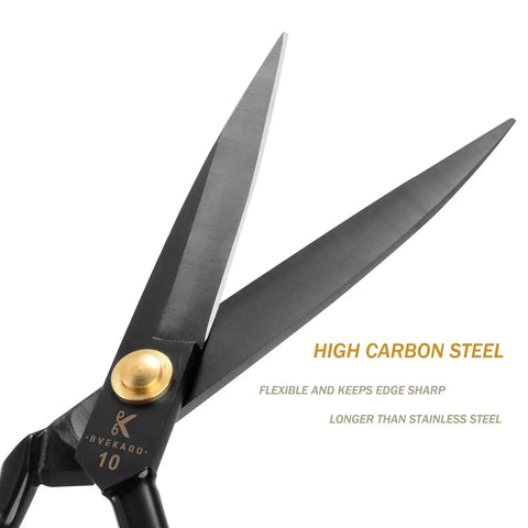 Heavy Duty Fabric Scissors 10 Inch Multi Purpose Sewing Shears for Fabric Leather Denim Canvas Cardboard and More with Sharp Stainless Steel Blades and Ergonomic Grips for Tailors and DIY Makers, high carbon steel blades