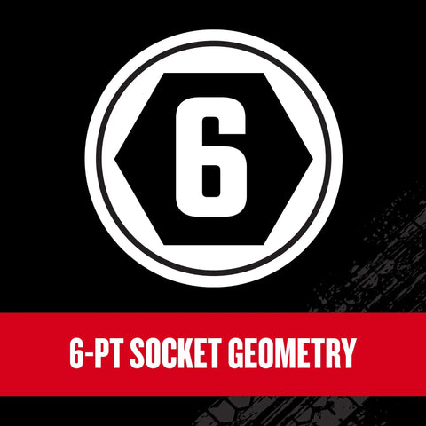 6-point socket geometry design on V-Series 38-Piece One Quarter Inch Drive Socket Set With 80-Tooth Low Profile Ratchet Nano Case