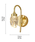 Modern Double Head LED Wall Sconce Rock Solid Hardware Body and Prismatic Crystal Details Knockout Vibe Enhancement in Bedroom or Corridor Luxury Illumination, gold finish, 35cm height, 12cm width.