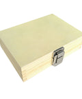 Solid wooden storage box for Heavy Duty Forstner Bit Set Six Piece Woodworking Plug Cutters with metal latch.