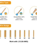 Three Way Lever Nut Wire Connectors Kit With T Shape Compact Design for different wire types and sizes, suitable for AWG 28-12 solid wires.