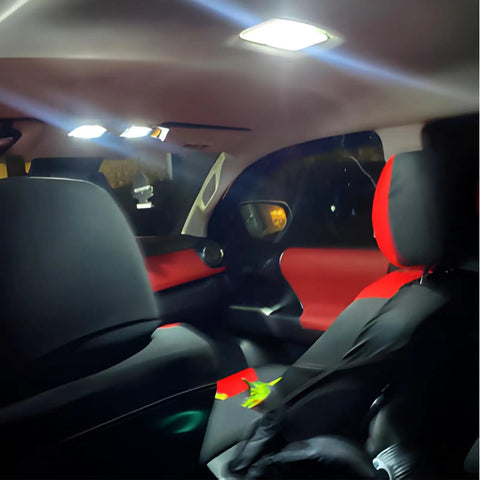 Lit 6000K White LED Interior Light Kit illuminating Toyota Tundra cabin for 2007-2021 models, highlighting seat details.