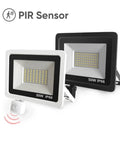 Led Pir Motion Sensor Led Flood Light Ac220 100W 50W 30W Outdoor Ip66 Waterproof Projector Spotlight Led Exterior Street Light for Court,Garden,Warehouse，30w-30，30w-3000K WARM LIGHT_WHITE SHELL in white and black with PIR sensor.