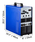 2 In 1 TIG And Arc Welder With AC DC Square Wave IGBT Inverter Argon Welding Machine For Home Shop, side view showing controls and dimensions.