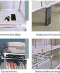 Heavy Duty Portable Hanging Closet Wardrobe With Thickened Steel Pipes And No Fuss Assembly For Roomy Apparel Organization In Tight Spaces Built To Last Rack showcasing items on shelves and hanging clothing.