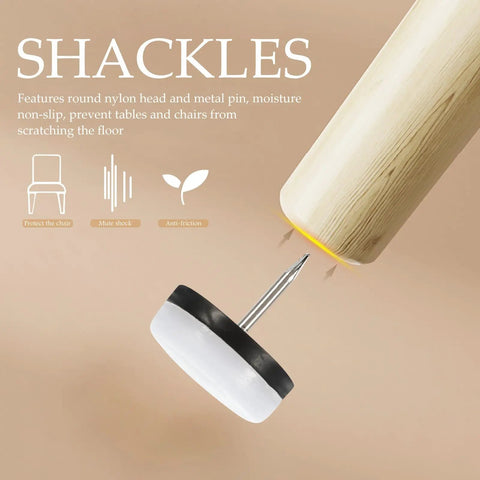 40 Pack Brown Nylon Furniture Glide Pads With Steel Pins For Round Chair Legs Floor Protectors close-up with pin detail.