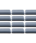 12 Pack PTFE Furniture Sliders for Carpet, Quiet Chair Glides and Table Feet Pads lined in three rows on white background