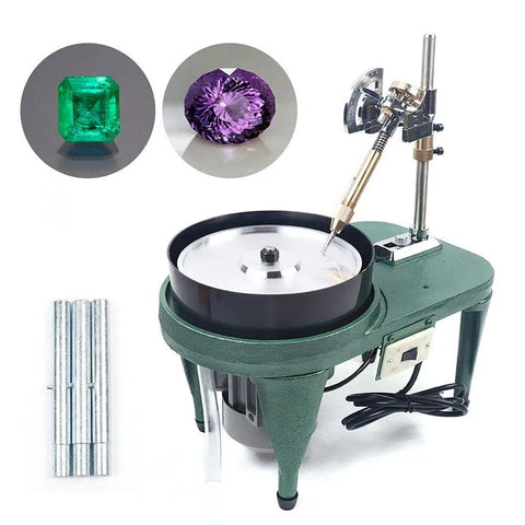 All In One Gem Faceting And Polishing Machine 180W Pro Grade Jewelry Rock Bench Grinder with Diamond Flat Grind Disk