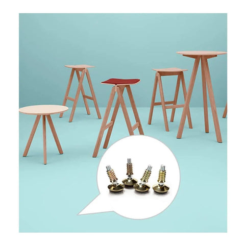 Swivel Furniture Levelers Set Of 4 Adjustable Leveling Feet highlighted with wooden stools and tables in blue room