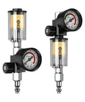 Inline Air Compressor Water And Oil Separator Filter With Pressure Gauge, 1/4 Inch Inlet, transparent housing detail