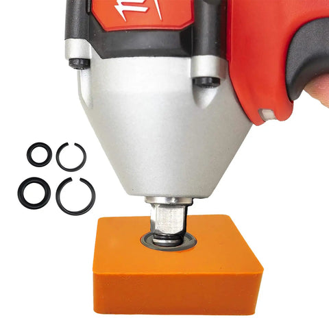 Heavy Duty 1/2 And 3/8 In Impact Wrench Retainer Rings With O Rings on installation tool with sealing rings and rubber stops.