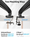 Dual Monitor Desk Arm Mount For 22 To 32 Inch Screens Height Adjustable Vesa 75x75 Or 100x100 Compatible C Clamp and Grommet Base