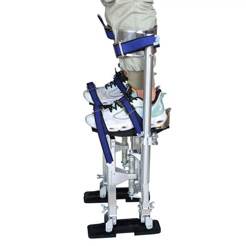 Beefy Aluminum Alloy Stilts 15 to 23 Inch Adjustable Height for High Altitude Work Non Slip Rubber Soles Easy Adjust Durable Silver Construction