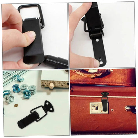 Four Pack Toggle Clamp Latch Kit with Medium Spring Loaded Lock Clips for Doors Windows Cabinets and Lids built in black iron