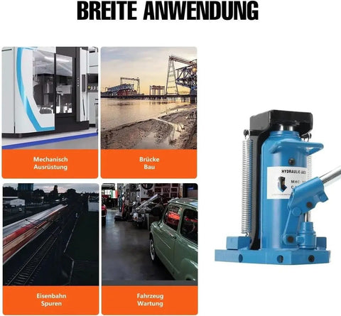 Heavy Duty Hydraulic Toe Jack Lifter, 5 To 10 Ton Capacity, showing smooth operation for auto maintenance in shops.