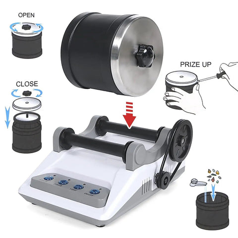 Electric Stone Polisher For Rock Crafting With Timing Buttons Whisper Quiet Gem Grinder Turns Rough Rocks Into Sparkling Gems Ideal Gift For Kids And Adults Easy To Use Durable Home Stone Polishing Tool with visual instructions