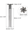 Diagram of T Slot Milling Cutter With 25mm Cutting Diameter, 3mm Depth, 12mm Shank, Tungsten Carbide Tip, 6 Flute End Mill