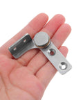 A hand holding a 2 Pack 304 Stainless Steel Damping Friction Hinge Set With Positioning Stop for Cabinets and Equipment, L Shaped Phi16 2.0 Nm Torque.