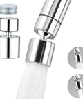 Smooth As Butter Kitchen Faucet Aerator Swivel Head Anti Splash Sink Filter with chrome dual stream aerators and water flow.