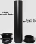 Game Changing Heavy Duty Vertical Espresso Knock Box For Pro Bars And Home Cafes With Reinforced Knock Bar And Spacious 8.6 Liter Grounds Bin Built On A Rock Solid Anti Skid Platform In Clean White parts showing the 3-stage disassembly design.