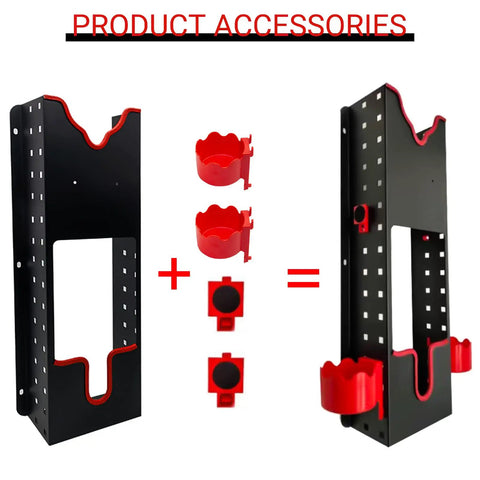 Polishing Buffer Holder Wall Mount For Rotary Polisher And Detail Tools, Cold Rolled Steel Construction With Red Leather Edge