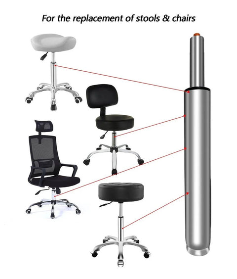 14 To 22 Inch Adjustable Gas Lift Cylinder For Office Chair And Gaming Stool Replacement Parts shown with compatible chairs
