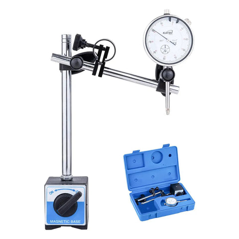 Dial Indicator With Magnetic Base 0-1.0 In Range, 0.001 In Precision, Fine Adjustment, Pro Level Measuring Kit with storage case