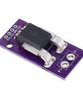 Kickass 50A High Side Hall Effect Current Sensor Module with metal connectors on a purple PCB for power monitoring projects.