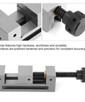 Precision High Machine Vise Grinder CNC Workholding Tool With Hardened All Surfaces One Piece Build For Grinding Milling And Inspection Jobs That Slam! showing details of polished hardened surfaces and adjustable screw.