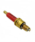 6 Pin Racing DC CDI Box With A7TC Iridium Spark Plug for GY6 engines, close-up view of red and gold spark plug