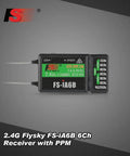 Flysky FS IA6B 6 Channel 2.4GHz AFHDS 2A Receiver front view with labels and connectors visible.