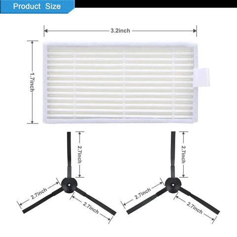Replacement Parts Kit For ILIFE RoboVac V3 V3s V5 V5s Pro Includes Primary Filter Eight Side Brushes And Eight HEPA Filters dimensions