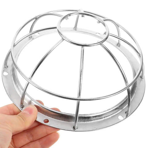 Heavy Duty Stainless Steel Sprinkler Head Protectors, Rock Solid Fire Sprinkler Cover Plates for Ceiling Pendent Upright Side Wall Configurations, silver cage guard in hand.