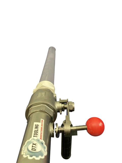 Close-up of line thrower kit for arborists and rescue pros pro grade air powered shoulder shot launcher with adjustable valve