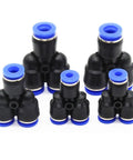 Top Shelf 100 Piece Plastic Push To Connect Pipe Fittings Kit For Air And Water Systems With Quick Release Design For 4mm Up To 16mm Od Tubing Perfect For Pneumatic Tools And Industrial Assemblies With Durable Black Bodies And Blue Seal Rings, black plastic push-to-connect fittings with blue seal rings