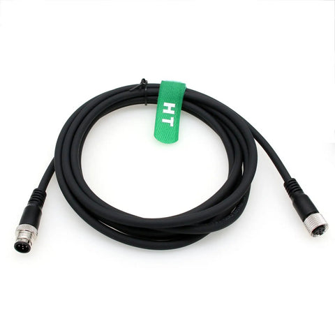 M12 A Coded 5 Pin Male To Female Actuator Sensor Signal Cable with connectors for industrial automation, 2m shielded braided cable