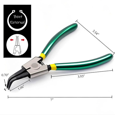 External And Internal Snap Ring Pliers 7 Inch With Internal Spring Pro Grade Heavy Duty Anti Rust Durable High Carbon Steel Construction Head Size 0.07 Inches For Easy Circlip Removal And Installation